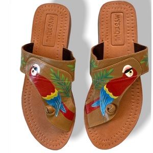 MYSTIQUE | NWOT Hand Painted 🦜 Leather Sandal Size 6